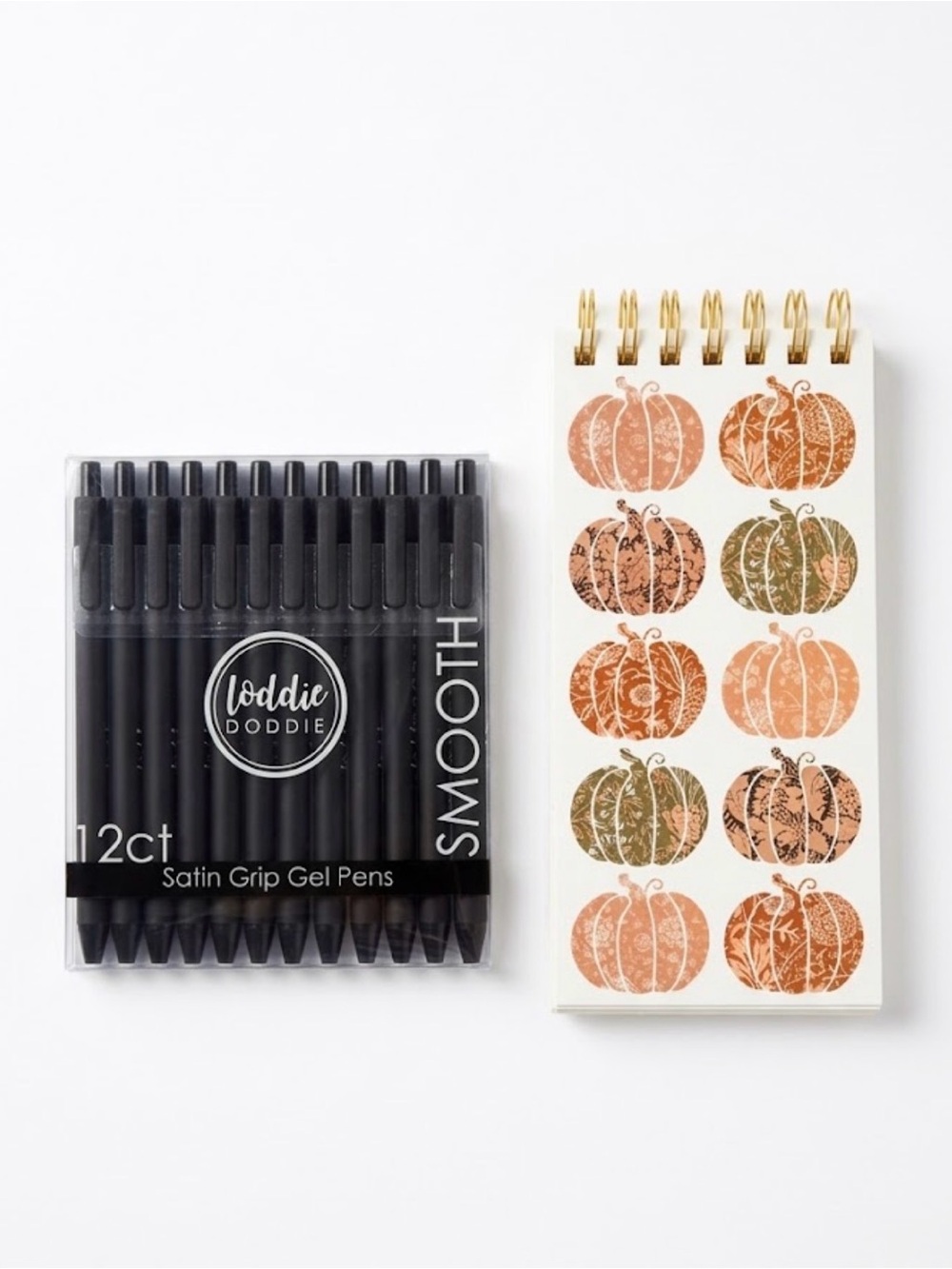 Loddie Doddie 12ct Satin Gel Pens & Fall Pumpkin Spiral Notepad
